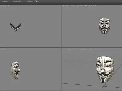 mask - V for Vendetta Low-poly 3D model