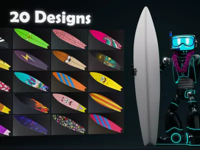 Surfing board 3D model