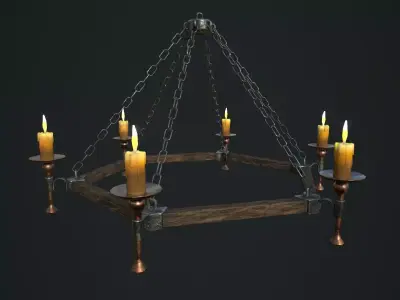 Chandelier with 3 textures and 2 LODs Low-poly 3D model