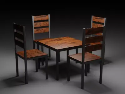 Table And Chair-Low Poly Model Low-poly 3D model