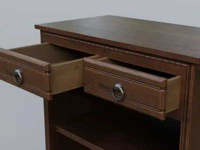 Cabinet 3 wooden nightstand with two drawers Low-poly 3D model
