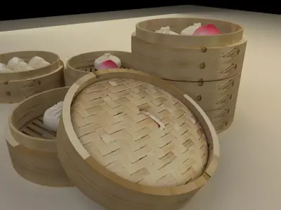 Chinese bamboo steamer  3D model