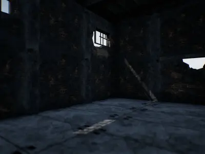 Modular Abandoned Building PBR Low-poly 3D model