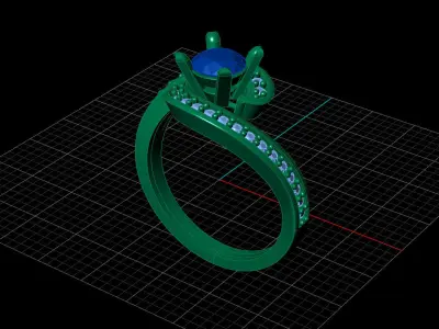 STL 3DM Print Ready Women Diamond Ring Lightweight Printable  3D print model 103