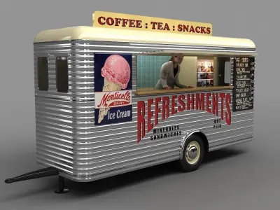 Mobile Refreshment Cart 1960 3D model