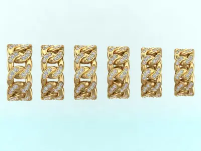 Chain ring - Miami Cuban ring - Link ring - Size 6 -11 3D Model Collection