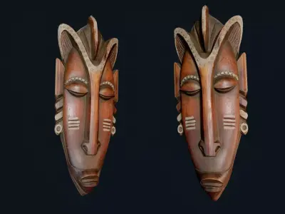 African Decor Mask 3 Low-poly 3D model