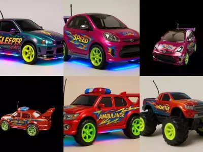 Controled Car bundle 15 pack 100 glb 3D model