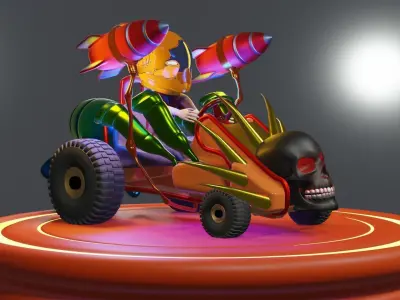 Go-Kart Game Ready 3D Model robot car Low-poly 3D model