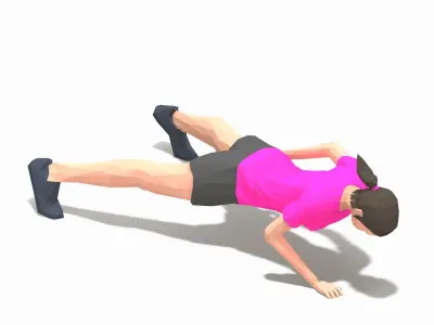 one arm pushups Exercise Woman Animation Low-poly 3D model