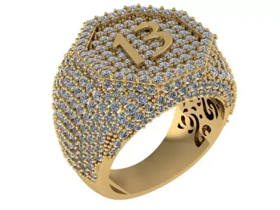 full pave some ring with number 13 with assure inside  3D print model