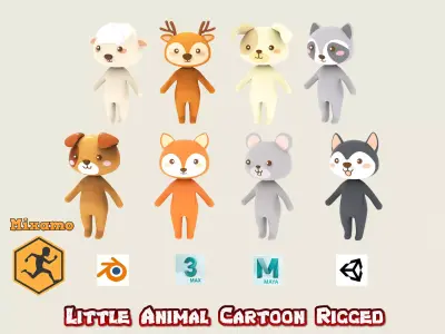 Little Animal Pack Rigged  Low-poly 3D model