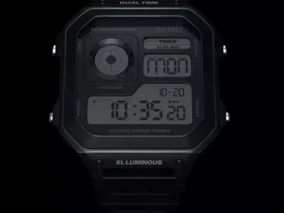 Skmei el luminous digital Watch 3D model Free low-poly 3D model