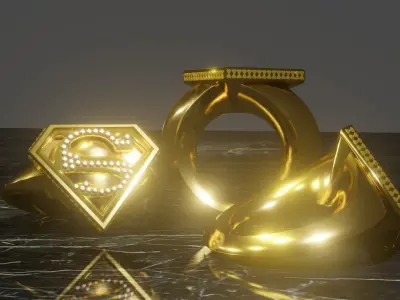 Supermans Gold Ring Concept Low-poly 3D model