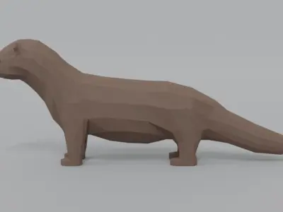 Low Poly Cartoon Mink Low-poly 3D model