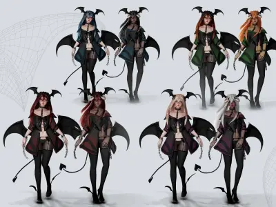 Succubus Lucia - Game Ready Low-poly 3D model