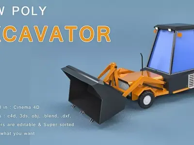 Low Poly Excavator Loader Low-poly 3D model