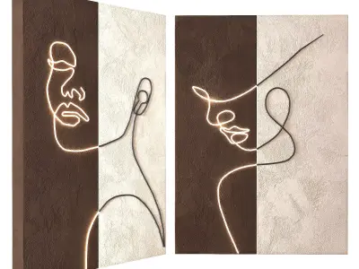 Wall Art Abstract Face Line LED Light Low-poly 3D model