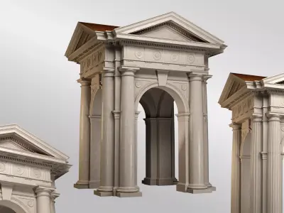 Arched portico in Doric Denticulated column order gazebo 3D model