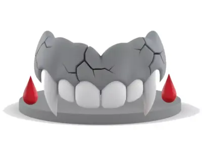 Gray Vampire Fangs 3D Model Realistic Halloween Prop 3D print model