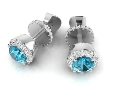 Earring E19 The luxury female earring with gems 3D print model