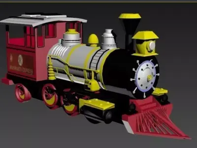 train steam locomotive Low-poly 3D model