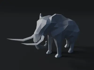 Low-poly Elephant with tusks Low-poly 3D model