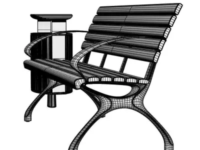 Classic park bench 3D model