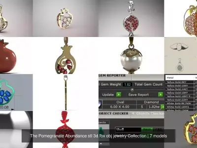 The Pomegranate Abundance stl 3d fbx obj jewelry Collection 3D Model Pack