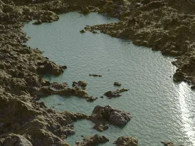 river lake in middle of mountain Free 3D model