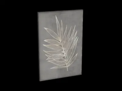 Neutral Tones And Gold Accent Leaf Canvas Art Low-poly 3D model