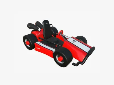 Cartoon Kart I01 Red - Vehicle Racing Design Low-poly 3D model