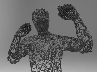 Wire boxing sculpture 3D model