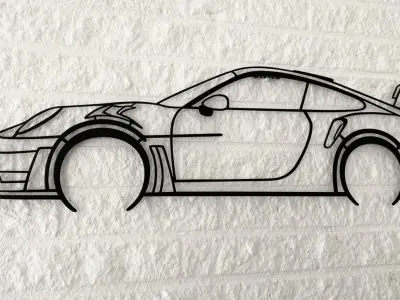 Porsche 911 GT3 RS model 992 Silhouette Metal Wall Art STL 3D print model