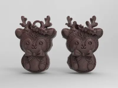 christmas cute deer ribbon bow decor  3D print model