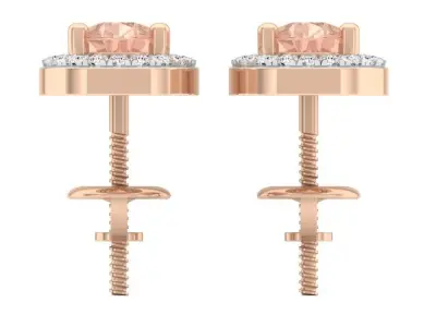 AV 325 Diamond Halo Style Ladies Teardrop Stud Earrings 3D print model