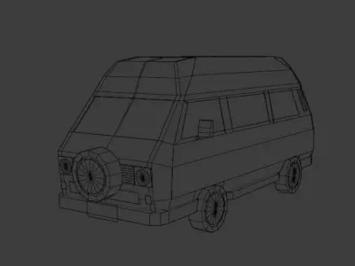 Low-Poly VW Transporter T3 Bus 3D model Low-poly 3D model