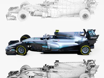 Mercedes AMG F1 W08 EQ Power Low-poly 3D model