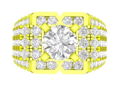 A7448 Korean Style Luxury Fashion Diamond Men Ring 3D Model 3D print model