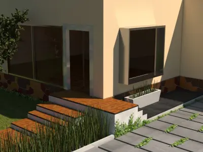 House with patio and steps Low-poly 3D model
