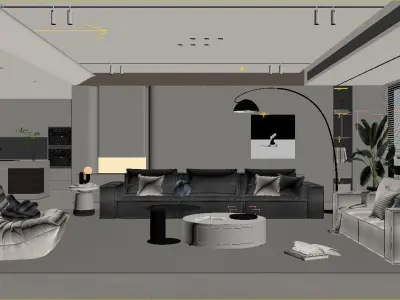 Modern Luxury Living Room Interior 3D Model V Ray and 3ds Max Low-poly 3D model