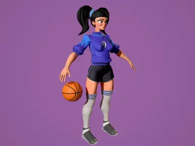Basket girl Low-poly 3D model