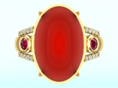 Gemstone Rings - Oval stone ring - Womens Rings 3D print model