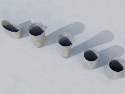 Outdoor concrete vase set 3D model