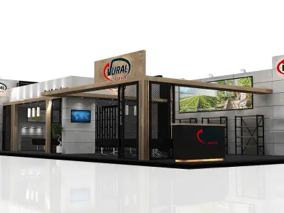 Booth Exhibition Stand 2 Side Open  Stall 16x7m 3D model