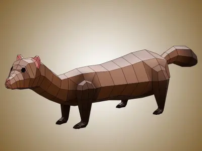 Ferret Low Poly Low-poly 3D model