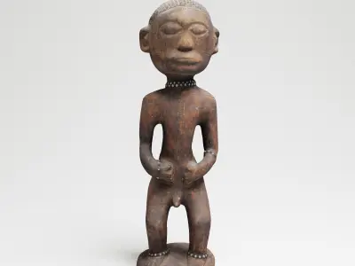 Ancient African Male Wood Sculpture from Uganda 3d scan 3D model