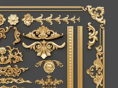 Classic carvings moldings and gypsum cornice 29 3D model