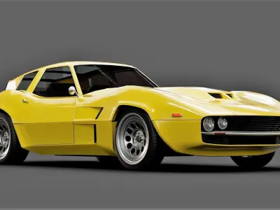 Vintage shooting brake sports coupe Low-poly 3D model