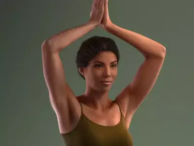 Pre posed south American female 3D model in sports attire doing  3D model